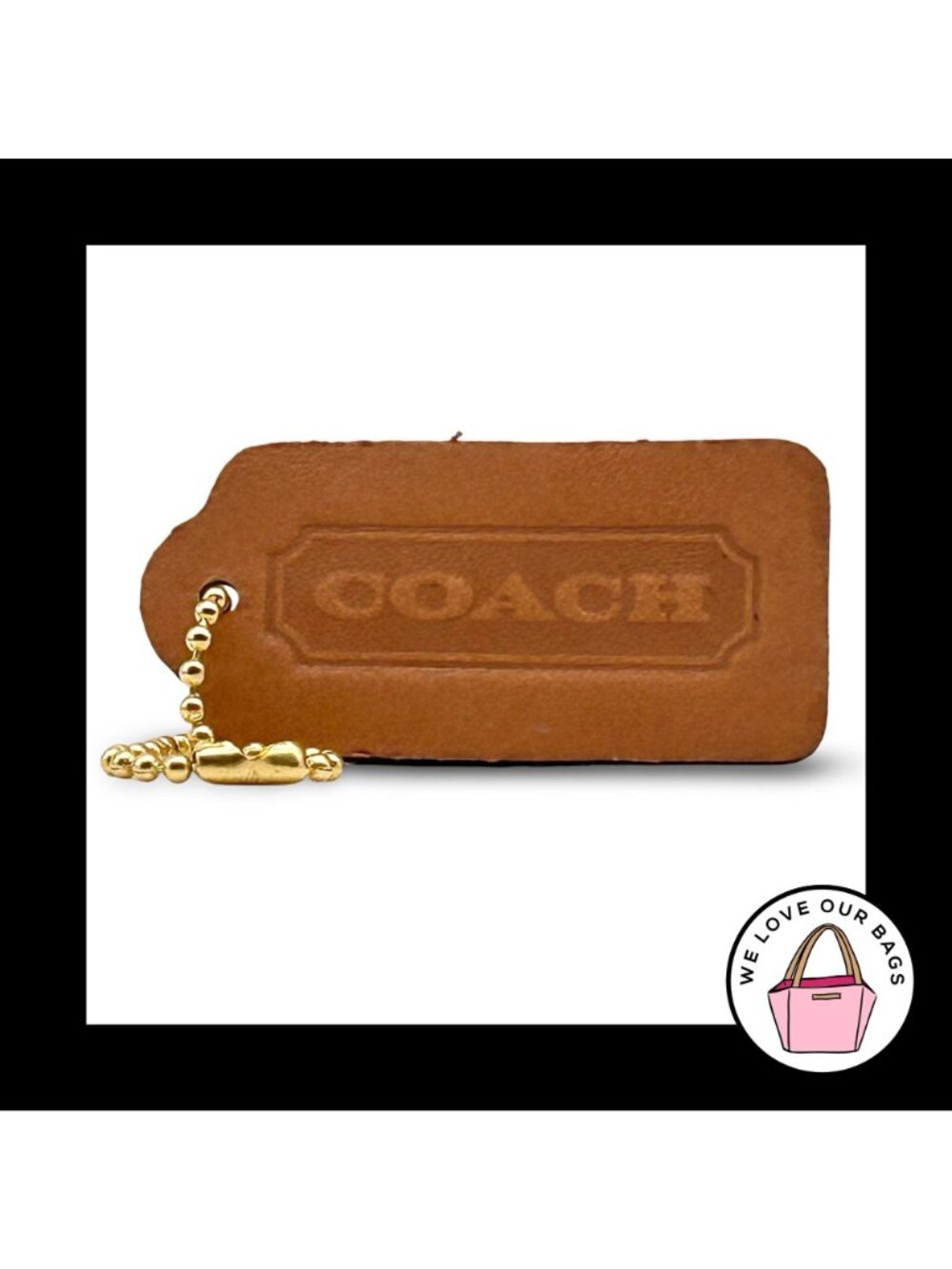 VINTAGE COACH Butterscotch Brown Glovetanned Leather Bag Charm Keychain Hang Tag - Picture 2 of 2